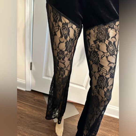 NIP-Velvet Bell Bottom High Waist Lace Front Flare
Pants - Picture 5 of 6
